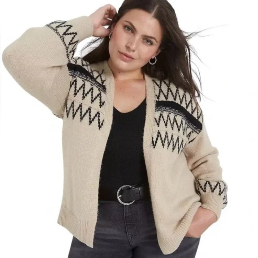 Lane Bryant Plus Size Classic Long Sleeve Fair Isle Overpiece Knit Cardigan